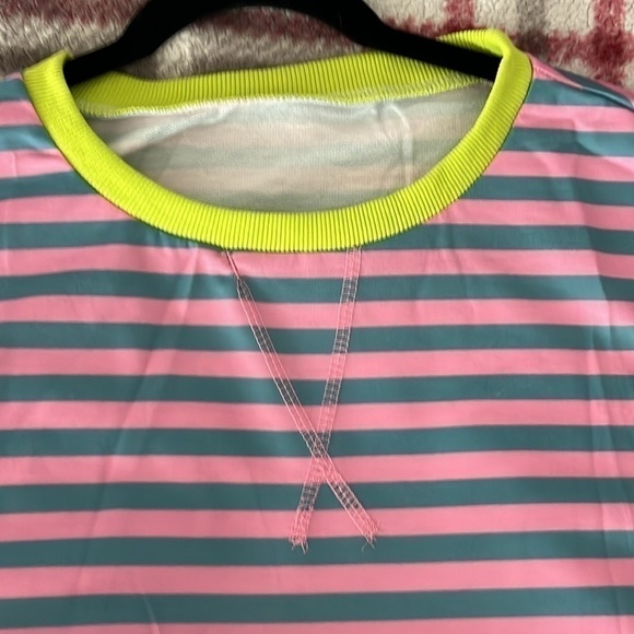 Women’s Pink And Green Striped Long Sleeve Top Size XL (12-14) NWOT - Picture 4 of 8